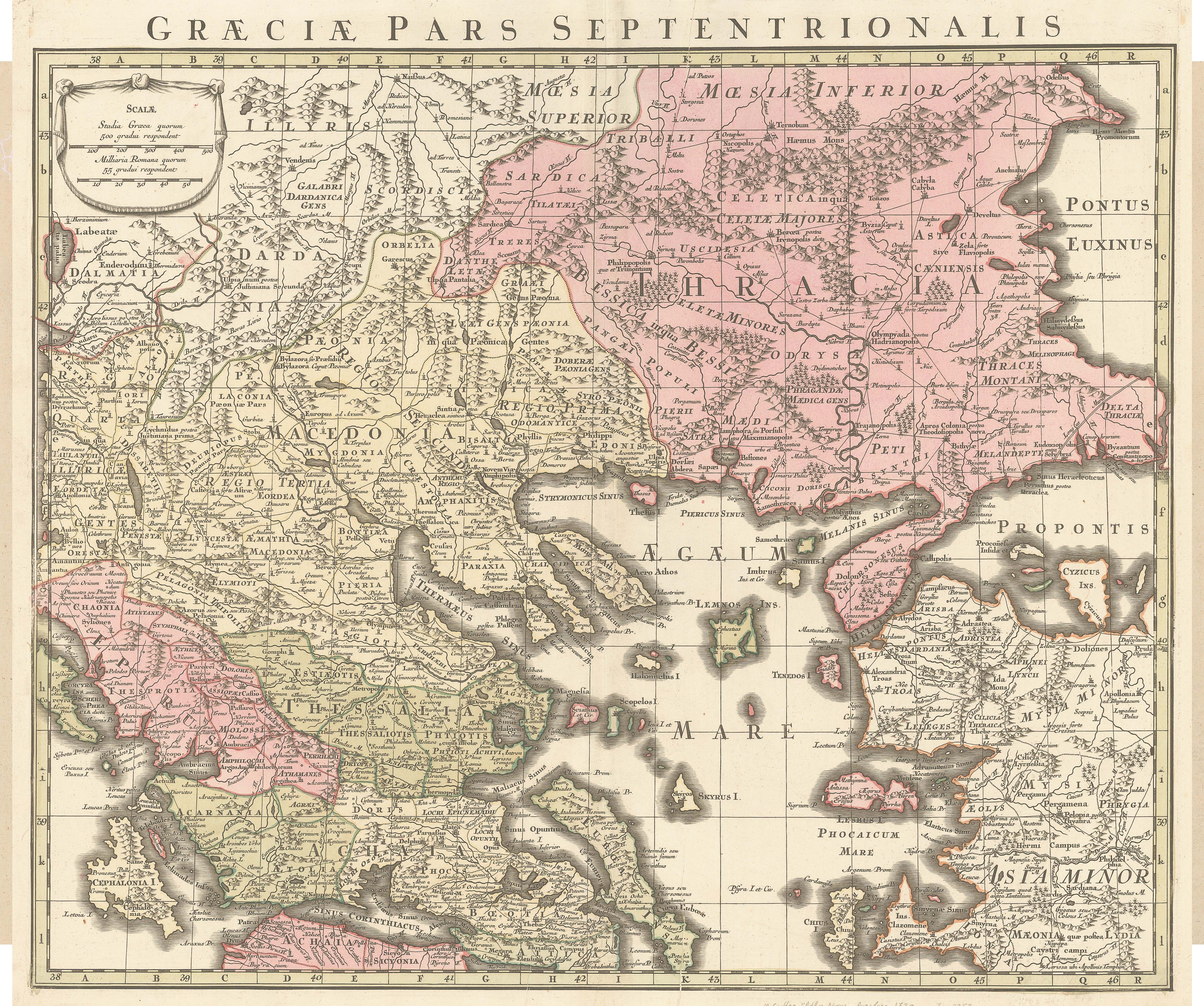 GEORGE MATTHAEUS SEUTTER. ΑΟΥΓΚΣΜΠΟΥΡΓΚ 1730. Χάρτης με τίτλο «Ελλάς, τμήμα βόρειο», όπου στο κέντρο αυτής της περιοχής βρίσκεται η Μακεδονία κατά την πρώτη ρωμαϊκή περίοδο (168 π.Χ.- 148 π.Χ.) με τις 4 μερίδες. (Ιδιωτική Συλλογή) GEORGE MATTHAEUS SEUTTER. ΑΟΥΓΚΣΜΠΟΥΡΓΚ 1730. Χάρτης με τίτλο «Ελλάς, τμήμα βόρειο», όπου στο κέντρο αυτής της περιοχής βρίσκεται η Μακεδονία κατά την πρώτη ρωμαϊκή περίοδο (168 π.Χ.- 148 π.Χ.) με τις 4 μερίδες. (Ιδιωτική Συλλογή)